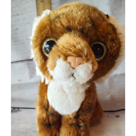 Adventure Planet Tiger 7.5inch Stuffed Plush Toy Animal With gold Sparkle Eyes - Picture 6 of 6